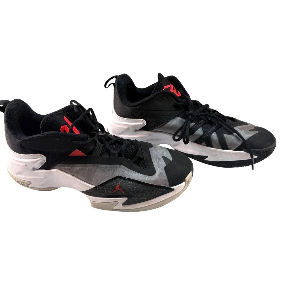Jordan One Take 3 Black White Red Basketball Athletic Shoes Size 9.5 Men's